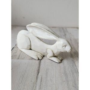 Off White Bunny sitting Easter Rabbit spring folk art figure decor